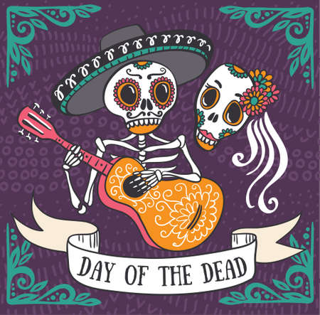 Invitation poster to the Day of the dead party. Dea de los muertos card.のイラスト素材