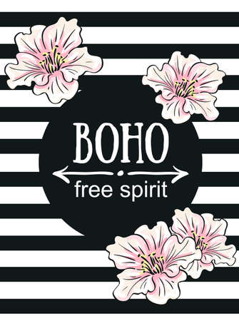 Greeting card flowers - Boho "free spirit".のイラスト素材