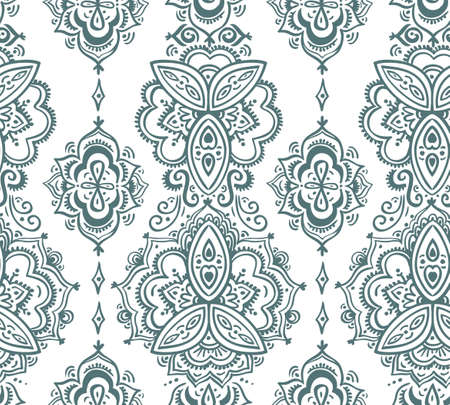 Seamless indian pattern based on traditional Asian floral elements Paisley. Vector hand drawn illustration.のイラスト素材