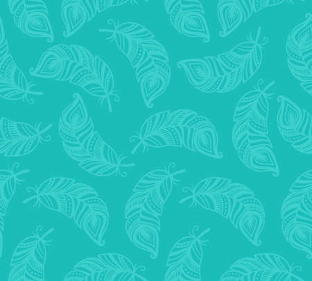 Ethnic seamless pattern with Feathers. Vector illustration.のイラスト素材