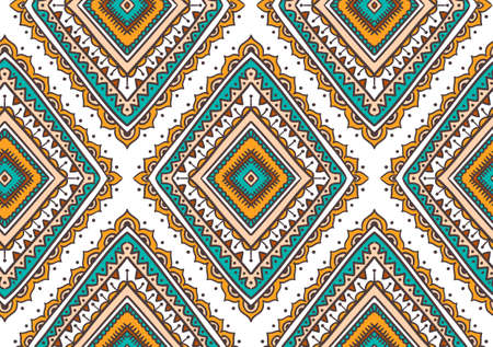Vector seamless pattern with ethnic tribal ornamental rhombuses. Boho and hippie stylish background. American indian motifs.のイラスト素材