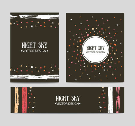 Vector set of bright hand drawn cards templates. Greeting card, invitation, best regards, post card design.のイラスト素材
