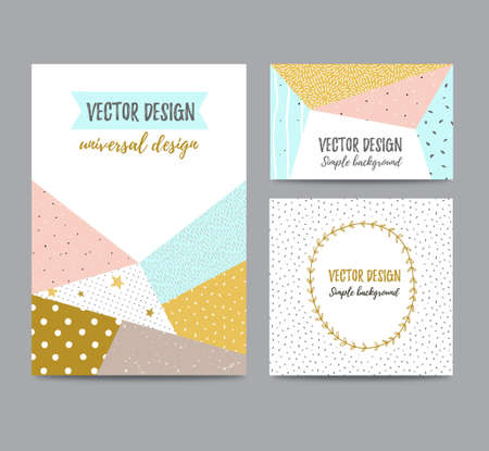 Set of geometric simple textured universal backgrounds. Vector  illustration for your unique design.のイラスト素材