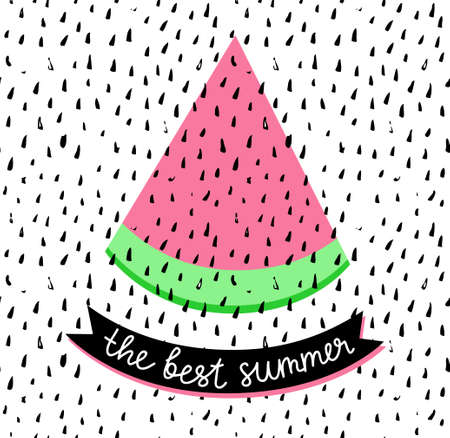 Grunge simple textured universal summer background. Vector  illustration with watermelon for...