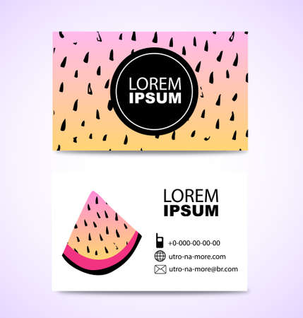 Grunge simple textured universal summer background. Vector illustration with watermelon for business card.のイラスト素材