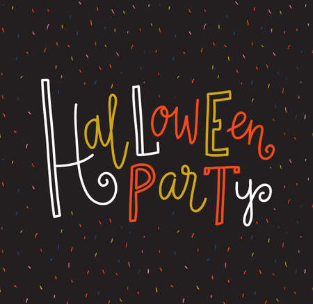 Halloween lettering greeting card -  Halloween party. Vector holiday background. Hand drawn stylish illustration with bright text.のイラスト素材