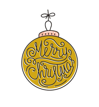 Merry Christmas greeting card. Season vector holiday poster  template. Handwritten textのイラスト素材