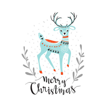 Hello December -  winter card with stylish lettering. Text and watercolor splashes isolated. Vector greeting card.のイラスト素材