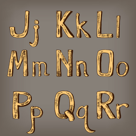 Alphabet. Set of hand drawn letters in graphic styleのイラスト素材