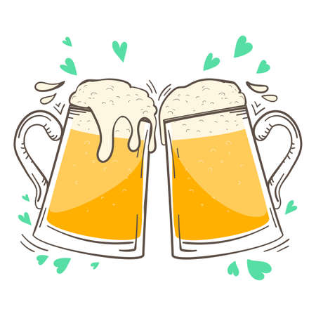 Saint Patricks Day hand drawn graphic illustration. Beerのイラスト素材