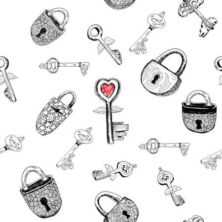 Padlocks and keysのイラスト素材