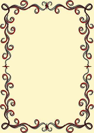 frame with red and black swirls on a light backgroundÂのイラスト素材