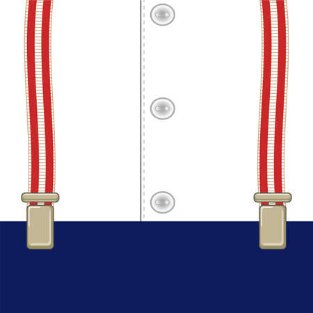signboard on suspenders for trousers, amid shirt with buttonsÂのイラスト素材