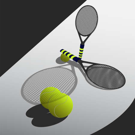 Tennis balls and rackets for tennisのイラスト素材