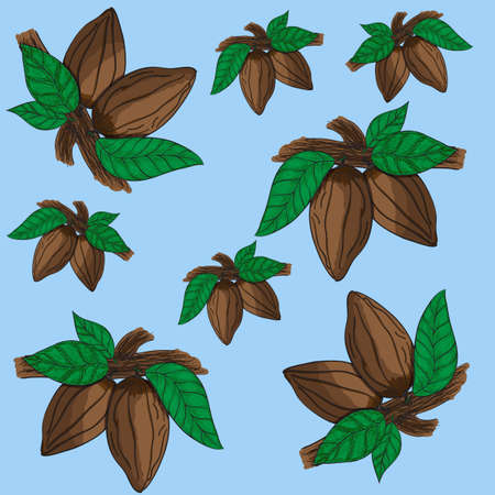simple seamless pattern, almonds on a blue backgroundÂのイラスト素材
