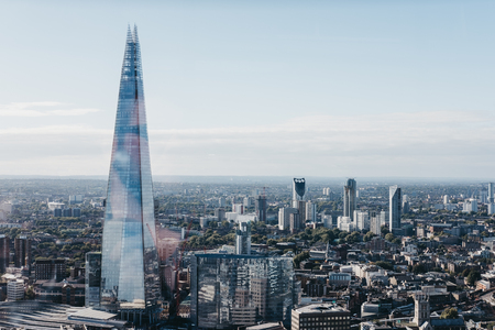 London and Shard, the highest building in the city. View from Sky Garden, the highest public garden in Londonのeditorial素材