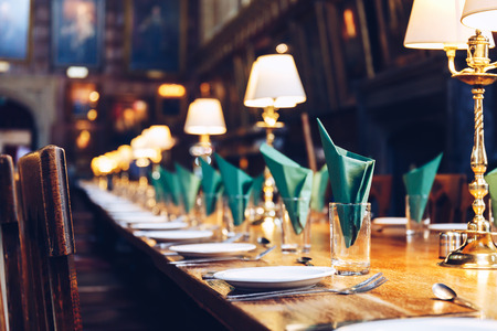 Table set at The Great Hall of Christ Church, University of Oxford. The Hall was replicated at film...