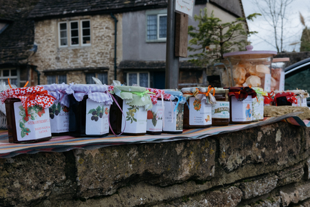 Homemade chutney, marmalade and jam for sale in small village of Lacock, England. Buyers are asked...