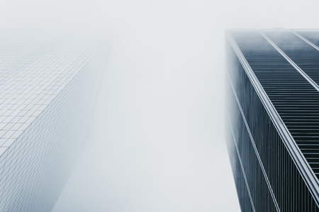 Skyscrapers disappear in the fog in New York, USA. New York is one of the most visited cities in the world.のeditorial素材