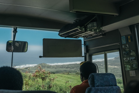 View of Cherry Tree Hill, Barbados, from a bus. Located 850 feet above sea-level, Cherry Tree Hill...