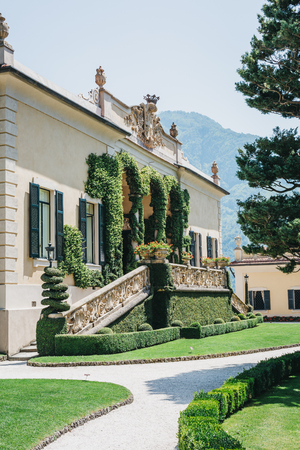 Lenno, Italy - July 08, 2017: View of Villa del Balbianello, Lake Como. The Villa was used as setting for several notable films, including Star Wars: Episode II and James Bond 007 Casino Royale.のeditorial素材