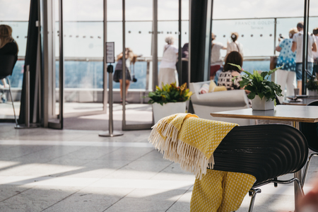 London, UK - June 24, 2018: People inside Sky Garden, the highest public garden in London located in a glass dome within 20 Fenchurch Street.のeditorial素材