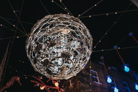 London, UK - November 17, 2019: Project Zero sustainability themed Christmas lights and decorations in Carnaby Street, pedestrianised shopping street in Soho with over 100 shops and restaurants.のeditorial素材