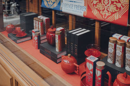 London, UK - March 06, 2020: Retail display of Mariage Freres tea in Covent Garden, London, UK....