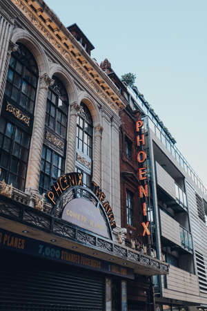 London, UK - March 06, 2020: Facade of The Phoenix Theatre in London. Originally opened in 1930, the theatre has been home to many successful plays and musicals including Blood Brothers.のeditorial素材