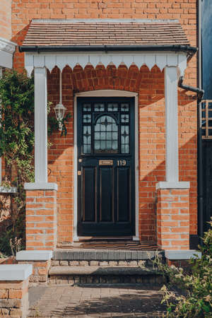 London, UK - May 30, 2020: Entrance of a traditional Edwardian house in London, selective focus. Edwardian houses promote simple design and an appreciation for the handmade.のeditorial素材