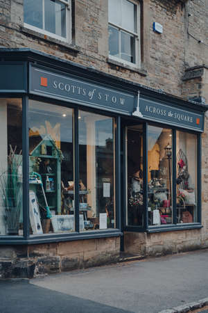 Stow-on-the-Wold, UK - July 6, 2020: Facade of a closed Scotts of Stow shop in Stow-on-the-Wold, a...