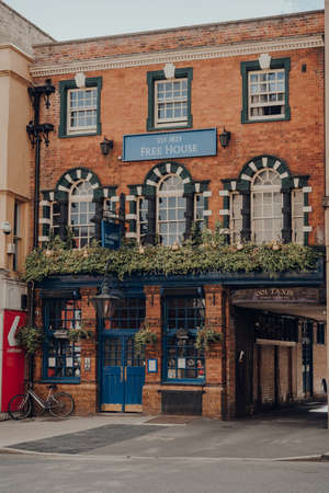 Oxford, UK - August 04, 2020: Facade of St Aldates Tavern, a typical Victorian pub in Oxford, UK.
