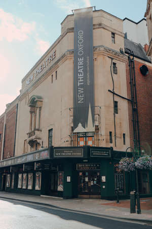 Oxford, UK - August 04, 2020: Exterior of the New Theatre, the main commercial theatre in Oxford, on a summer day.のeditorial素材