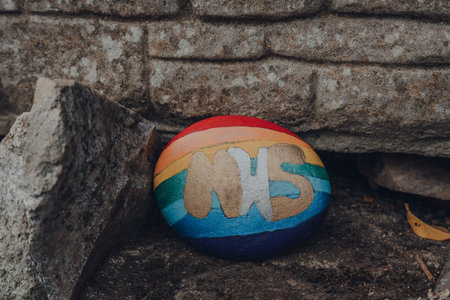 Cheddar, UK - July 25, 2020: Handmade rainbow sign with NHS writing on a street in Cheddar village as a way to show support for key workers during lockdownのeditorial素材