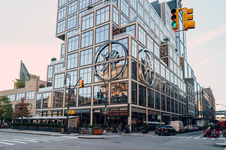 New York, USA - November 21, 2022: View of 61 Ninth Avenue, a 165,000 sq2 office building designed by Rafael Vinoly Architects and developed by Vornado Realty Trust in Chelsea, Manhattan.のeditorial素材