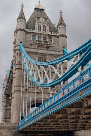 London, UK - July 06, 2023: View of the Tower Bridge from North bank of the River Thames. Tower Bridge is often mistaken for London Bridge, the next bridge upstream.のeditorial素材