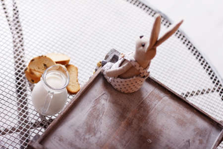 Milk and baguetteの写真素材