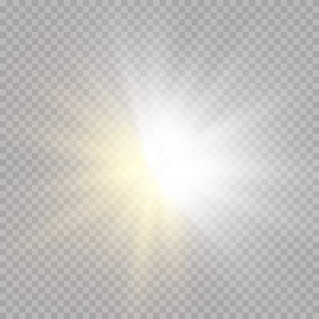 Glow light effect. Starburst with sparkles on transparent background. Vector illustration. Sunのイラスト素材