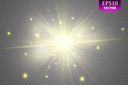 Glow light effect. Starburst with sparkles on transparent background. Vector illustration. Sun.Eps 10.のイラスト素材