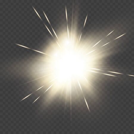 Vector transparent sunlight special lens flare light effect. Sun flash with rays and spotlightのイラスト素材