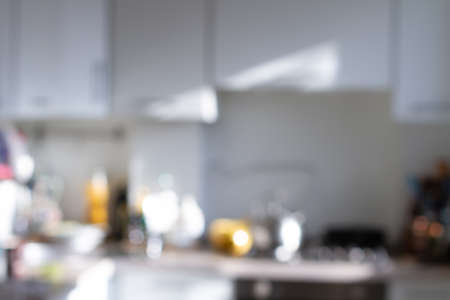 Background blurred white kitchenの写真素材