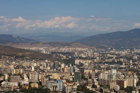 Top view of the city of Tbilisi, Georgiaの写真素材