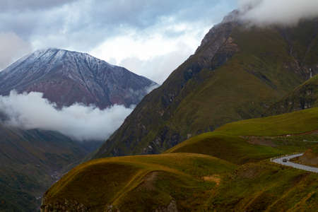 Evening in the mountains on a cloudy day