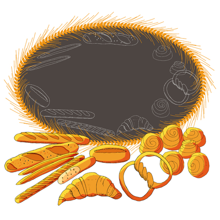 Vector bakery hand drawn illustration.のイラスト素材