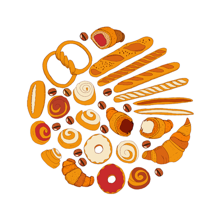 Set with different kinds of bakeryのイラスト素材