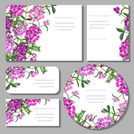 Set with floral templates. Round, square, rectangular, different shapes.のイラスト素材