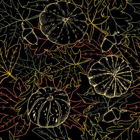 Seamless pattern with different fresh vegetables isolate on white. Endless texture for your design.のイラスト素材