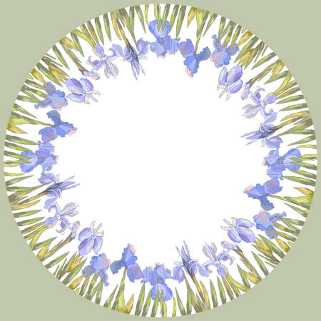 Romantic floral seamless pattern with violet irises.のイラスト素材
