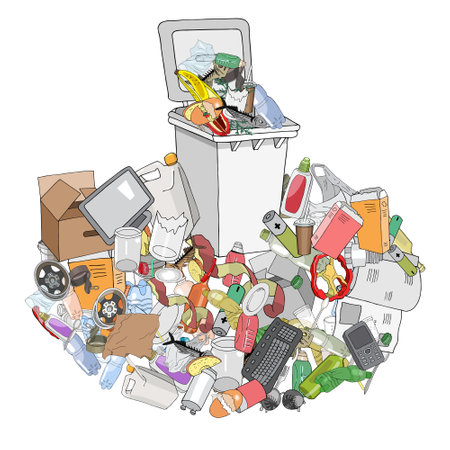 Vector hand drawing illustration of Trash can. Concept of Recycles Day and ecologyのイラスト素材