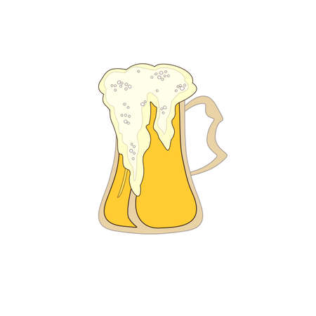 Fresh kvass, beer icon. Outline with color fresh kvass, beer vector icon for web design isolated on white backgroundのイラスト素材